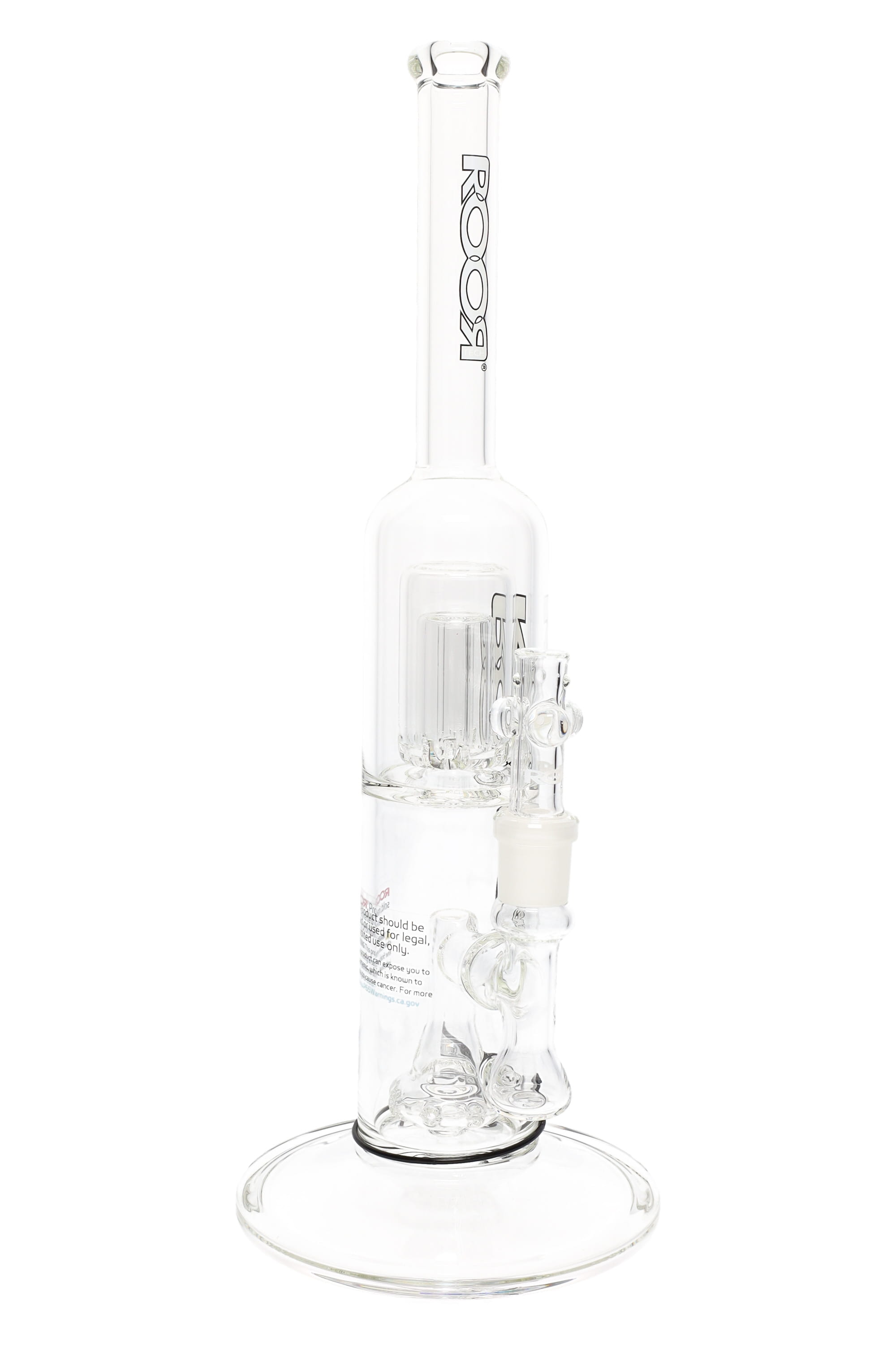 ROOR Tech 15″ Stemless Straight Tube with Barrel Perc – Clear Glass - Discreet Smoker