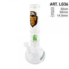 Greenline | 12.5" Round Glass Water Pipe w/ Dome Perc - Discreet Smoker
