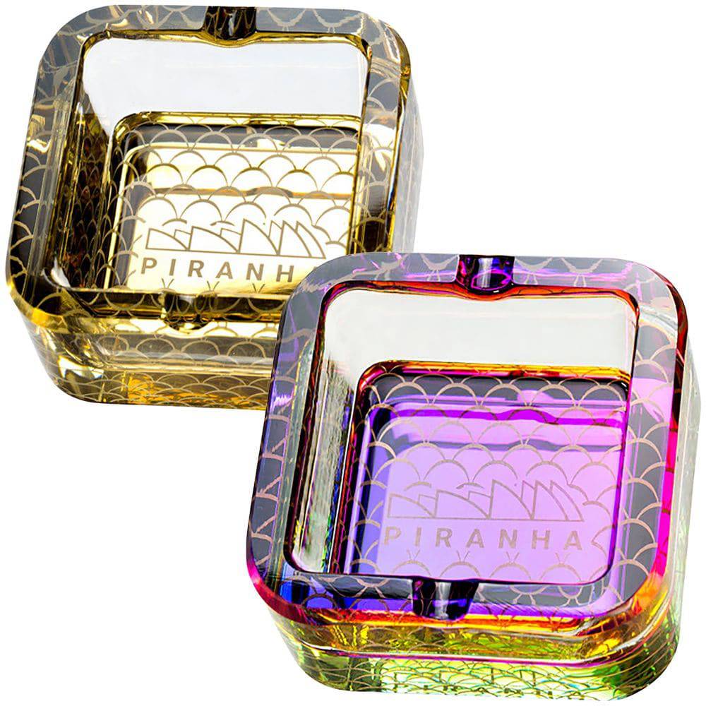 Piranha Scales Cube Glass Ashtray | 2.8" - Discreet Smoker