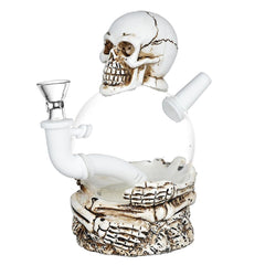 Skeleton's Embrace Resin on Glass Water Pipe - 7.25" / 14mm F - Discreet Smoker