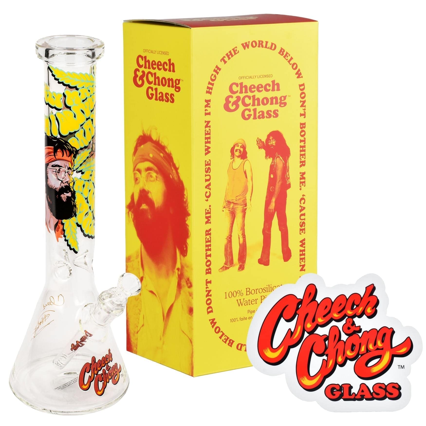 Cheech & Chong Glass Parked Beaker Bong - 15" / 14mm F - Discreet Smoker