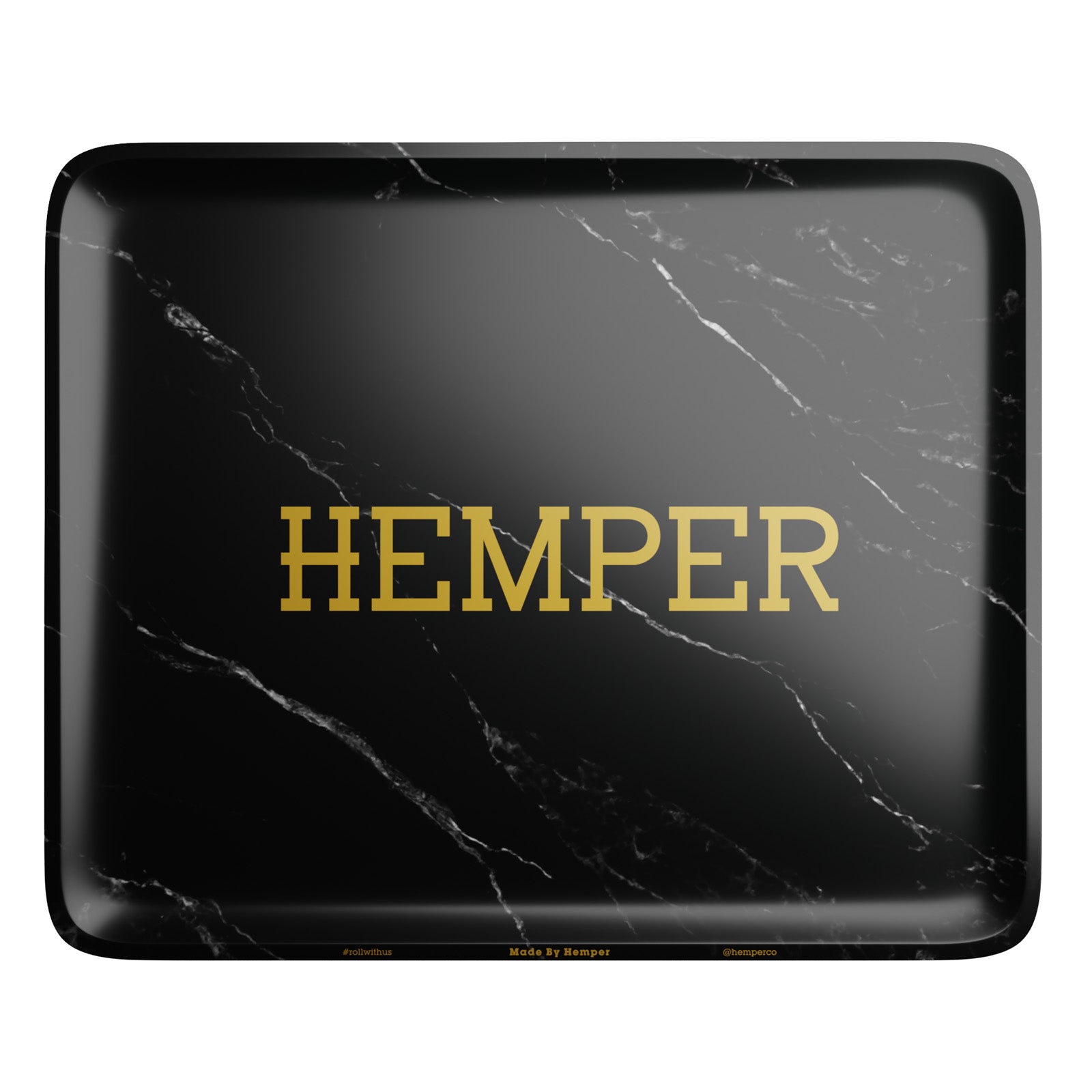 HEMPER - Luxe Black Marble Rolling Tray - Discreet Smoker