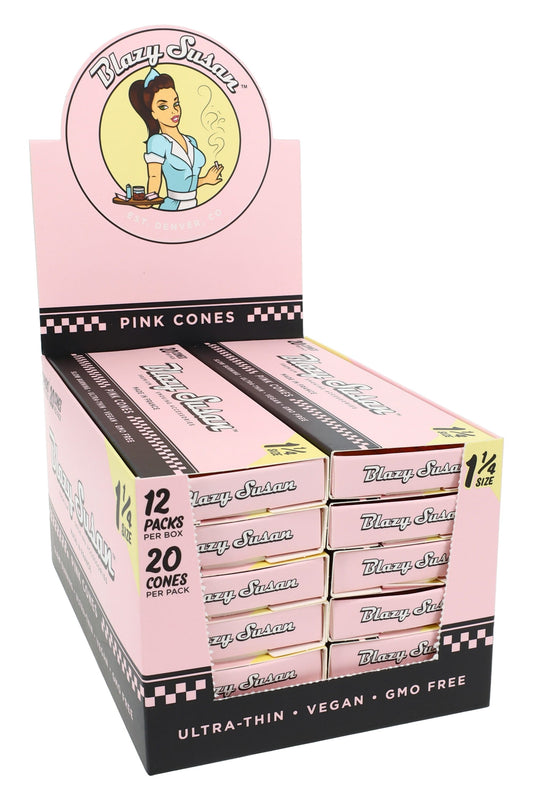 Blazy Susan 1¼ Pre-Rolled Cones – Pink or Purple – 20/Pack – 12-Count Display - Discreet Smoker