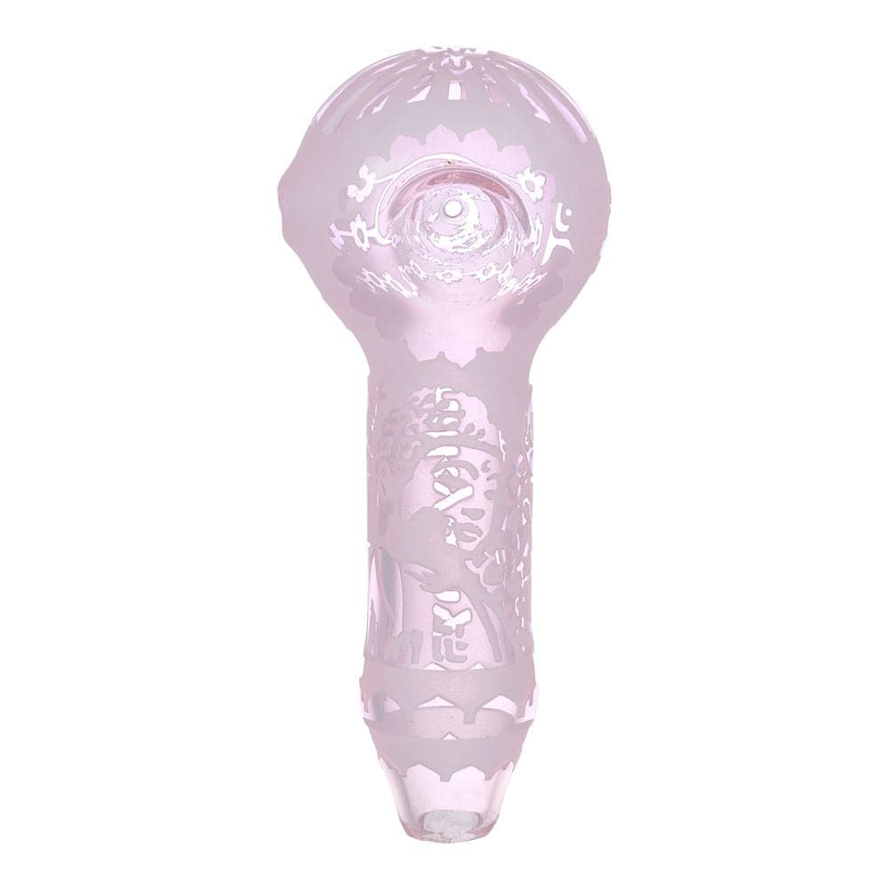 Milkyway Buddha Sandblasted Glass Spoon Pipe | 4.5" - Discreet Smoker