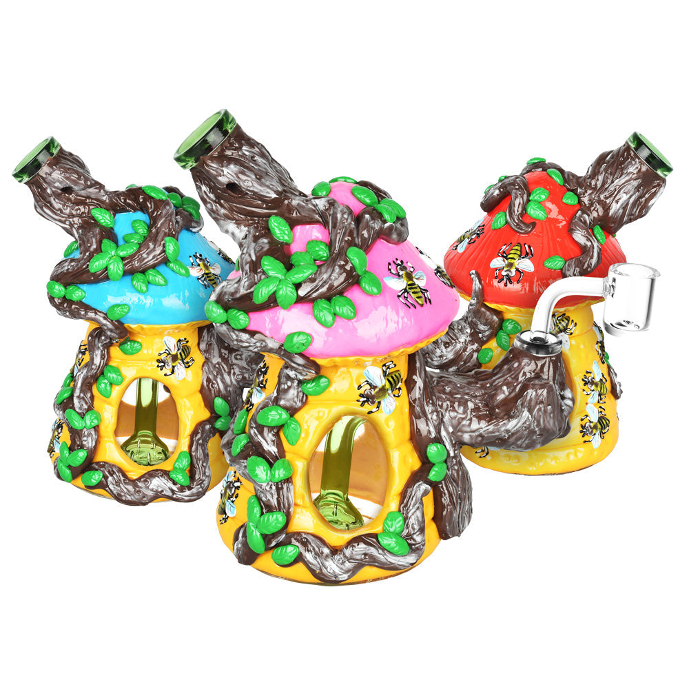 Symbiotic Beehive Dab Rig - 7.25" / 14mm F / Colors Vary - Discreet Smoker