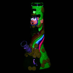 St. Patrick's Day Pot of Gold Glow In The Dark Water Pipe - 10" / 14mm F - Discreet Smoker