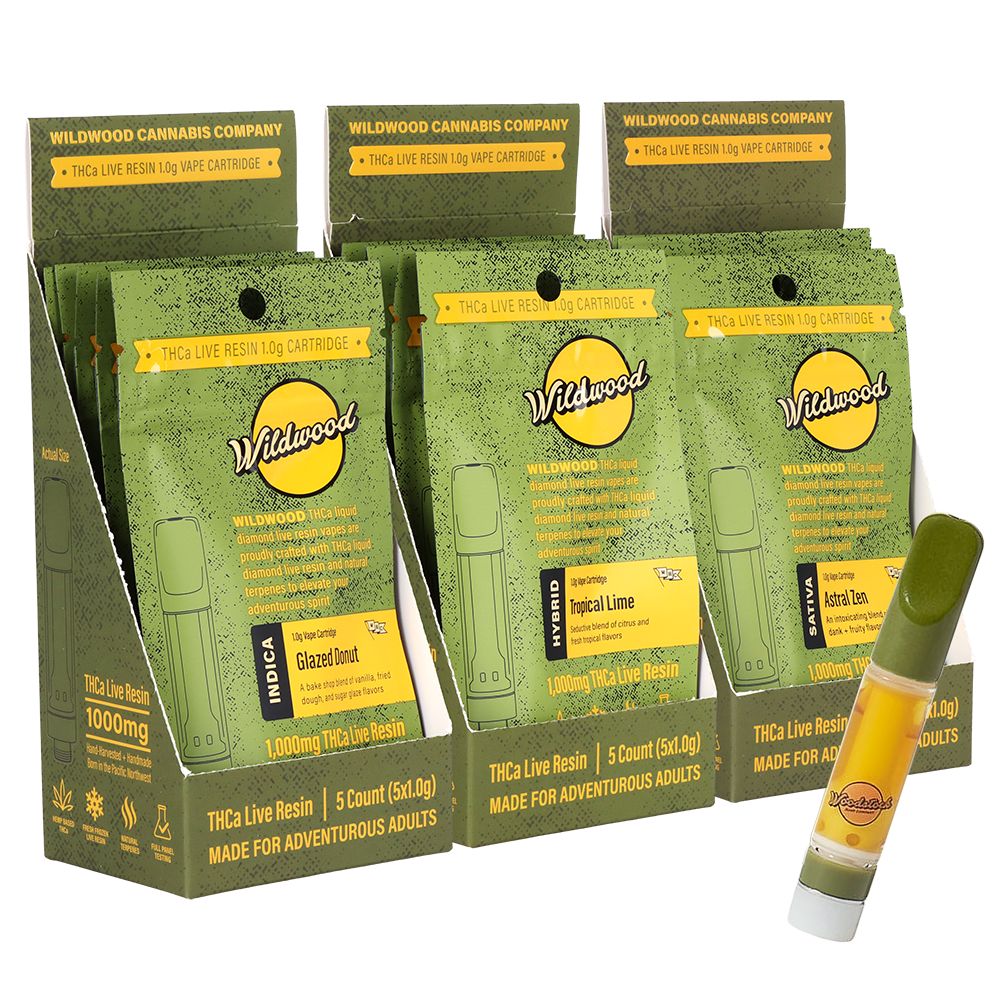 Wildwood Dispensary Grade Live Resin THCA Cartridge | 1g | 5ct Display - Discreet Smoker