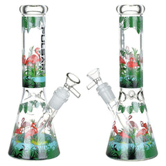 Pulsar Chillin' Flamingos Glass Beaker Water Pipe | 14mm F - Discreet Smoker