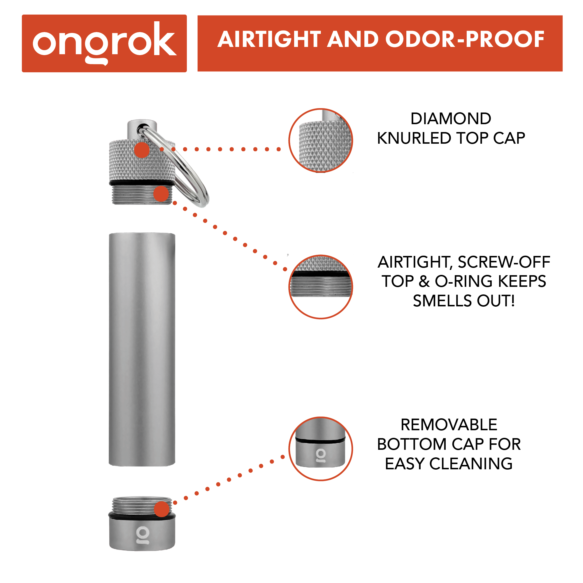 Ongrok Aluminum Storage Keychain - Discreet Smoker