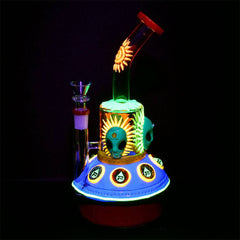 Pulsar Alien Spaceship Water Pipe - 9.5"/14mm F - Discreet Smoker