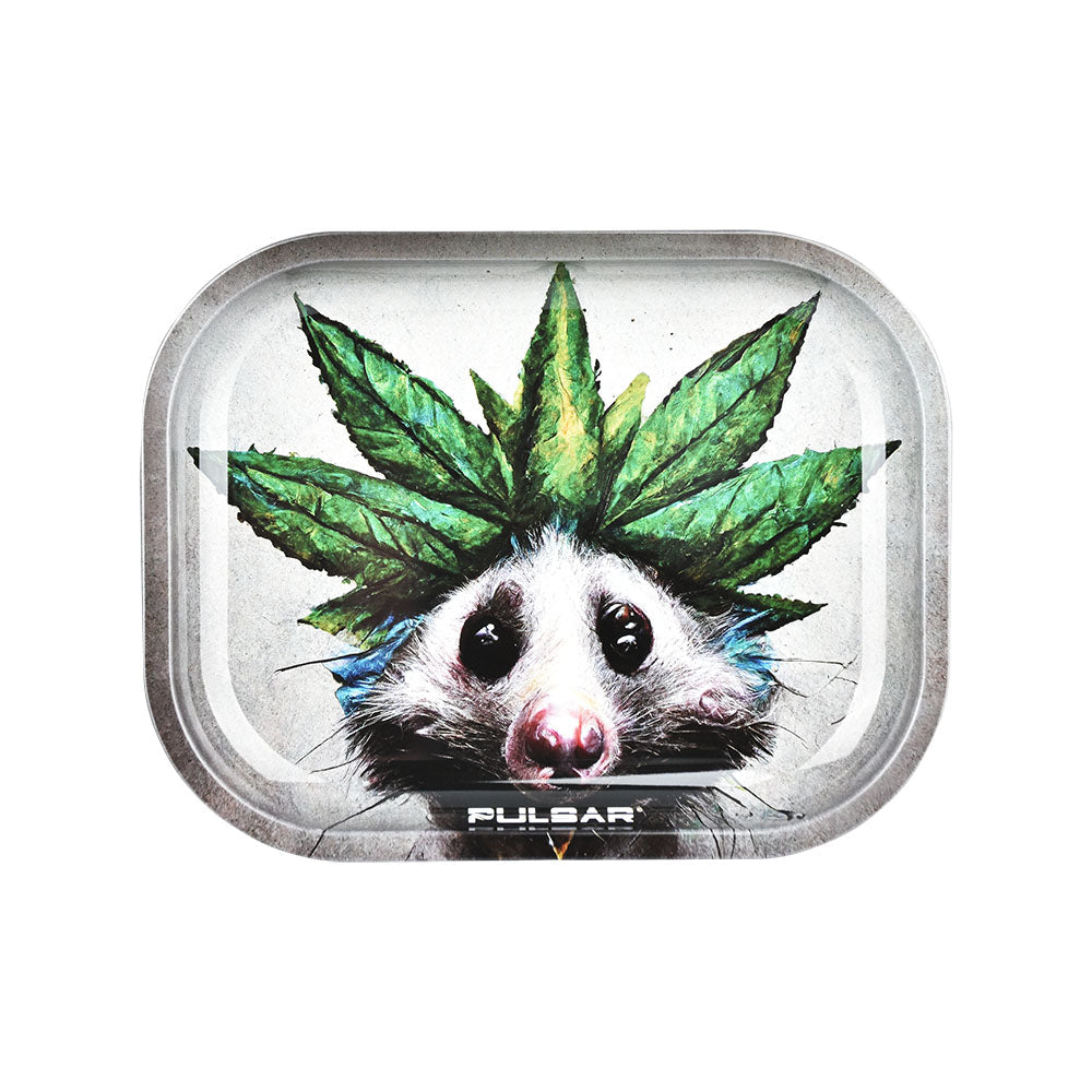 Pulsar Mini Metal Rolling Tray w/ Lid - Opotsum / 7"x5.5" - Discreet Smoker
