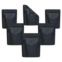 Cannaline Smell Proof Mylar Bags | Black Glossy Solid | 50pc Set - Discreet Smoker