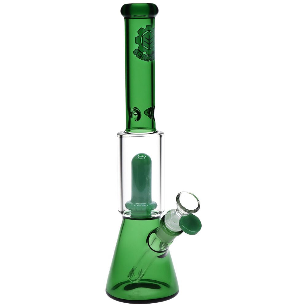 SeshGear Double Chamber Glass Beaker Water Pipe - 12" / 14mm F / Colors Vary - Discreet Smoker