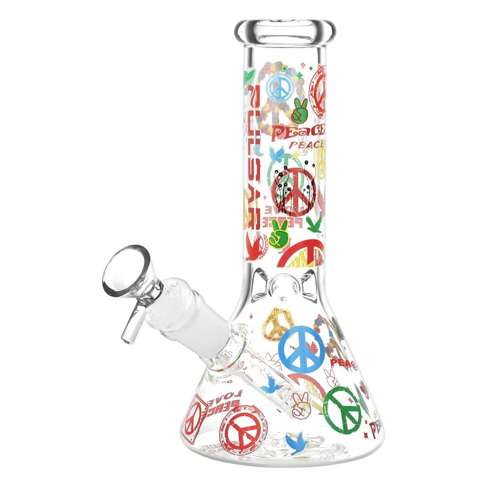Pulsar World Peace Beaker Glass Water Pipe - 7.75" / 14mm F - Discreet Smoker