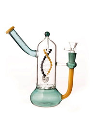 Daze Glass - Spinning DNA & Turbine Perc Glass Water Pipe - Discreet Smoker