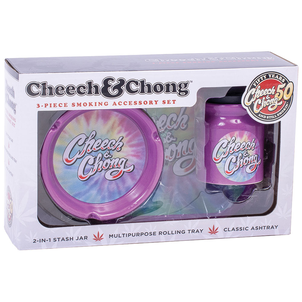 Cheech & Chong Smoke Lover's Gift Set - 3pc / Purple Tie-Dye - Discreet Smoker