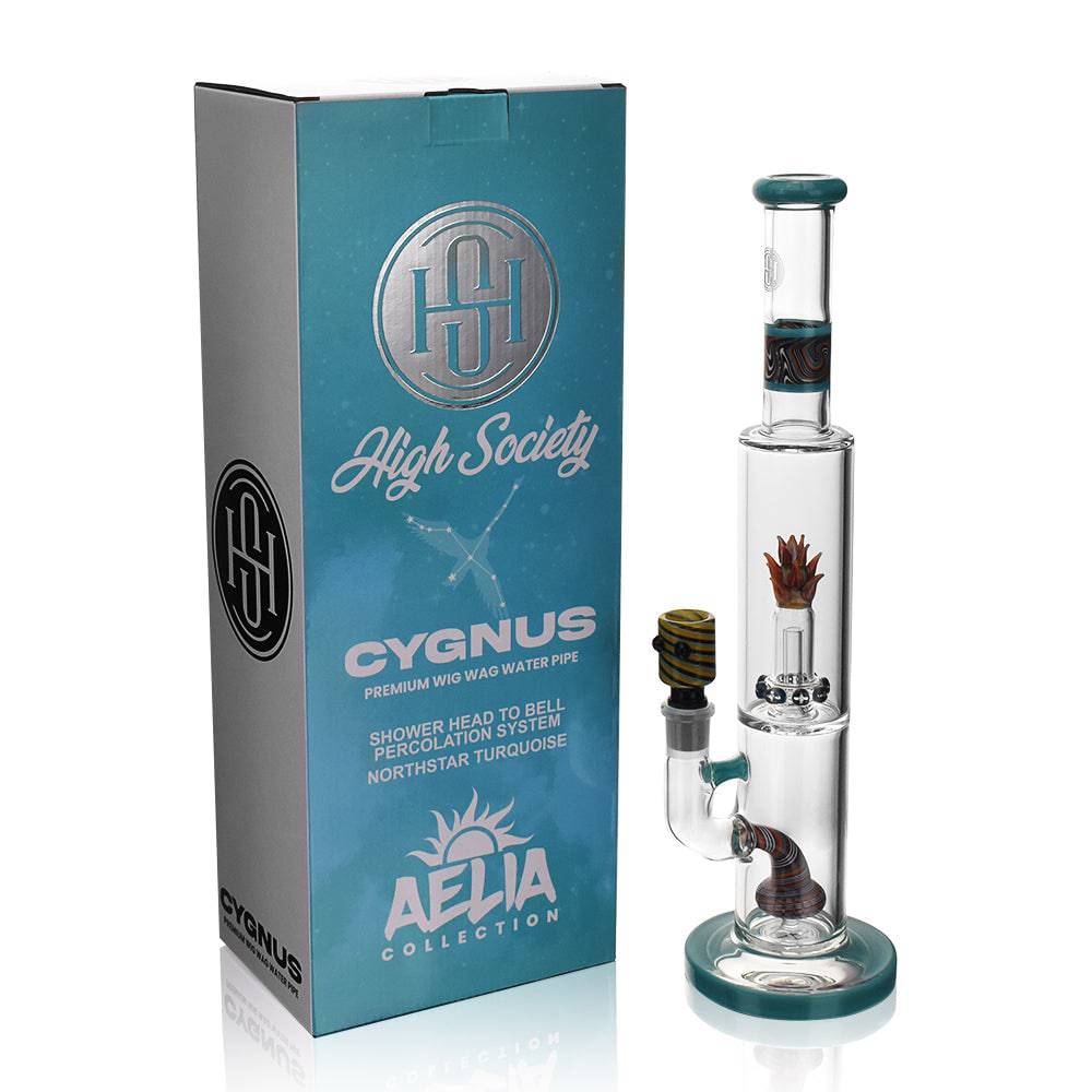 High Society | Cygnus Premium Wig Wag Waterpipe (Turquoise) - Discreet Smoker