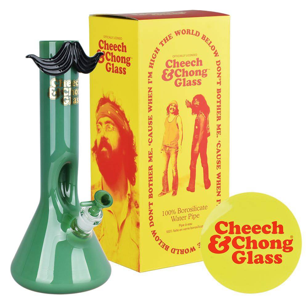 Cheech & Chong Glass Moustache Ride Beaker Bong | 12" | 14mm F - Discreet Smoker
