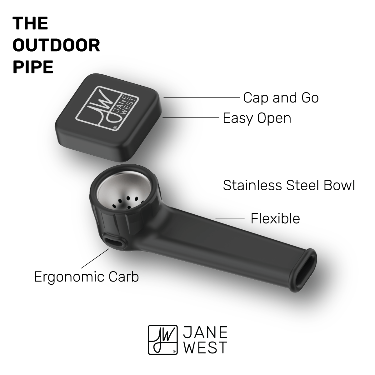 Jane West Outdoor Silicone Pipe - Discreet Smoker