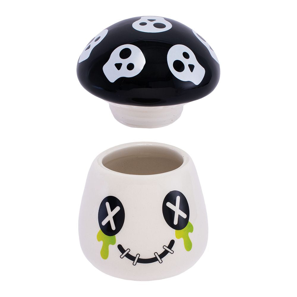 Fujima Mushroom Skull Ceramic Stash Jar - 4.25" - Discreet Smoker