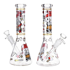 Gangster Cat Beaker Glass Water Pipe - 10" / 14mm F - Discreet Smoker