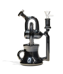 10 inch Glass Recycler Water Pipe with Plated Finish - Discreet Smoker