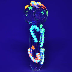 Neon Candy Cane Glass Spoon Pipe - 5" - Discreet Smoker