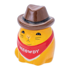 Fujima Meowdy Cat Cowboy Ceramic Stash Jar - 4.5" - Discreet Smoker