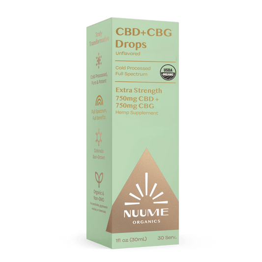 Organic CBG+CBD Drops Unflavored - Extra Strength 750mg+750mg - Discreet Smoker