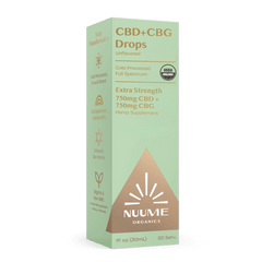 Organic CBG+CBD Drops Unflavored - Extra Strength 750mg+750mg - Discreet Smoker
