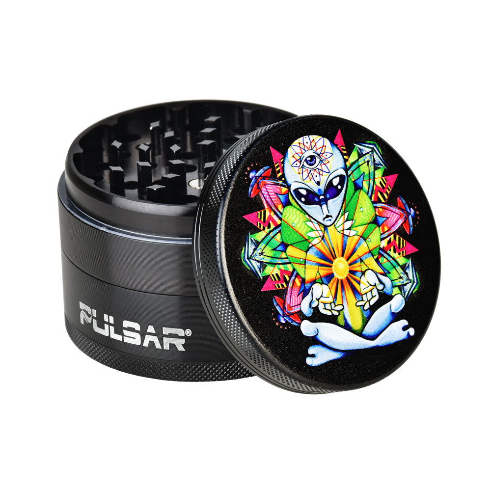 Pulsar Artist Series Metal Grinder | Amberly Downs Psychedelic Alien - Discreet Smoker