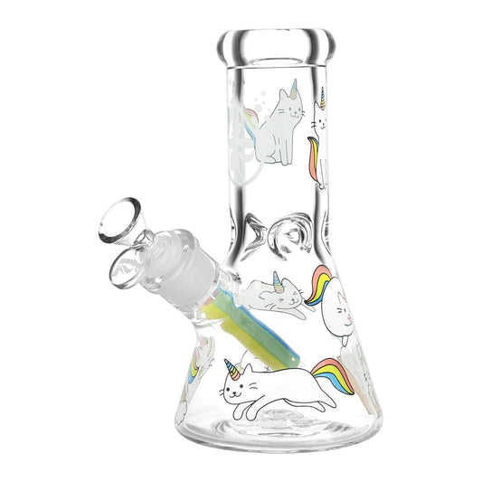 Pulsar Caticorns Design Series Glass Beaker Water Pipe - 8" / 14mm F - Discreet Smoker