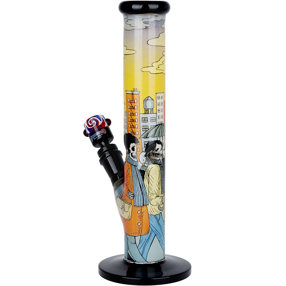 The Grateful Dead x Pulsar Inside Print Straight Tube Glass Water Pipe | 11.25" | 14mm F - Discreet Smoker