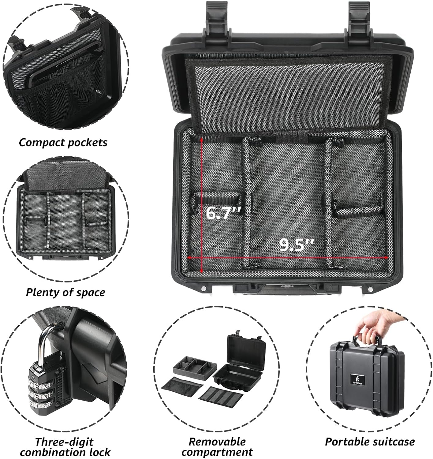 INFINITKIN Smell Proof Box Large Airtight Storage Box with Lock