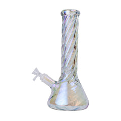 Human Grade Twisted Iridescent Beaker Water Pipe - Discreet Smoker
