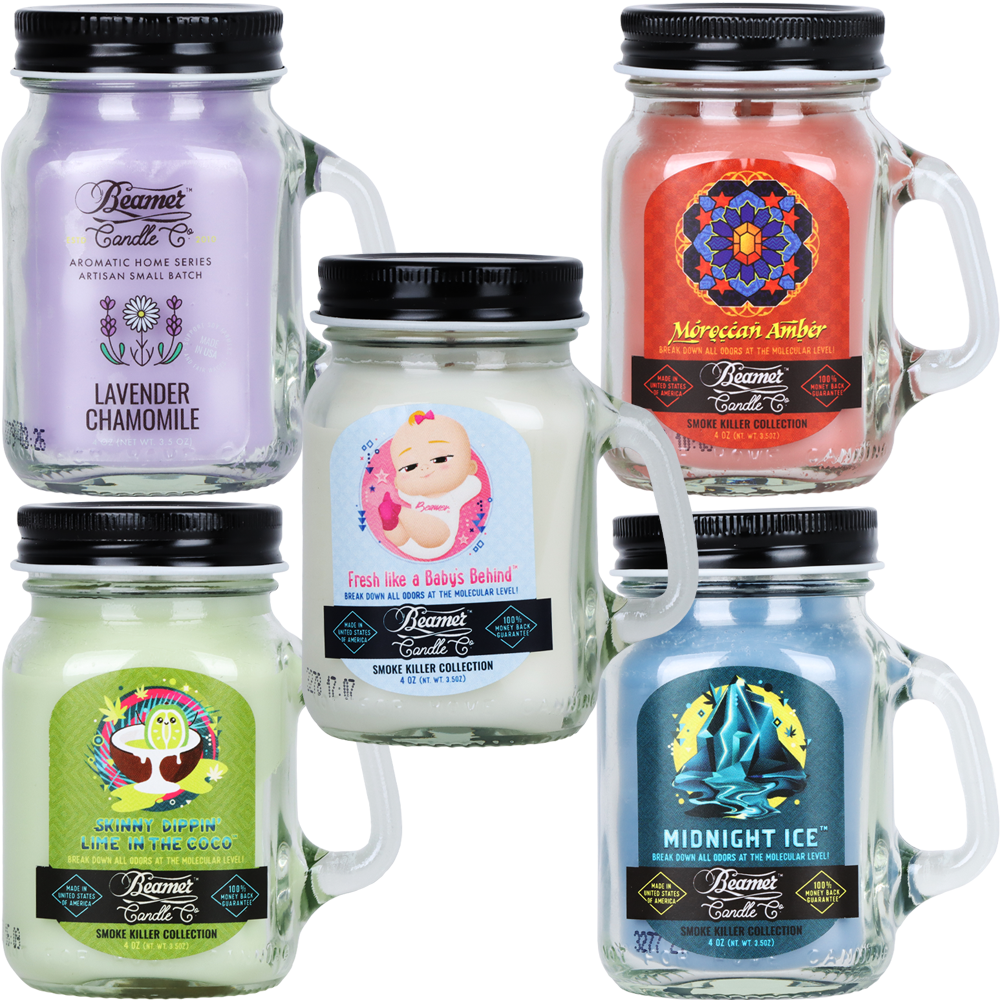Beamer Candle Co. Smoke Killer Collection Mini Mason Jar Candle | 4oz - Discreet Smoker