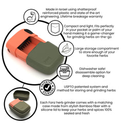 FONZ - Grinder & Storage Combo Mantis - Discreet Smoker