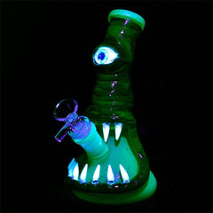 Bleary Eyed Beastie 3D Painted Beaker Water Pipe - 7.5" / Styles Vary - Discreet Smoker