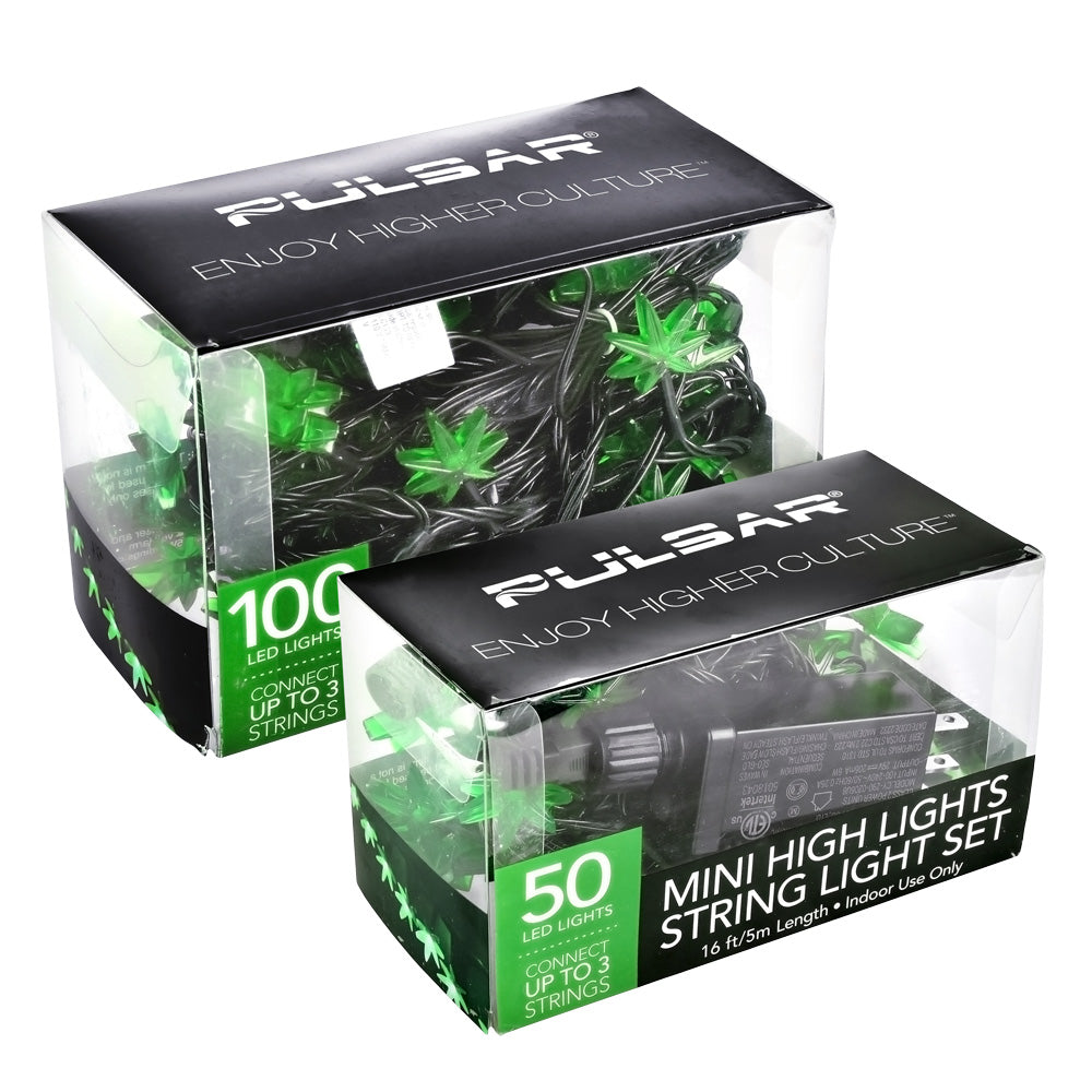 Pulsar Mini High Lights Hemp Leaf LED String Light Set - Discreet Smoker