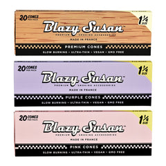 Blazy Susan Pre-Rolled Cones Slide Box | 1 1/4 | 20pc | 12pk Display Blazy Susan Pre-Rolled Cones Slide Box | 1 1/4 | Cone - Discreet Smoker
