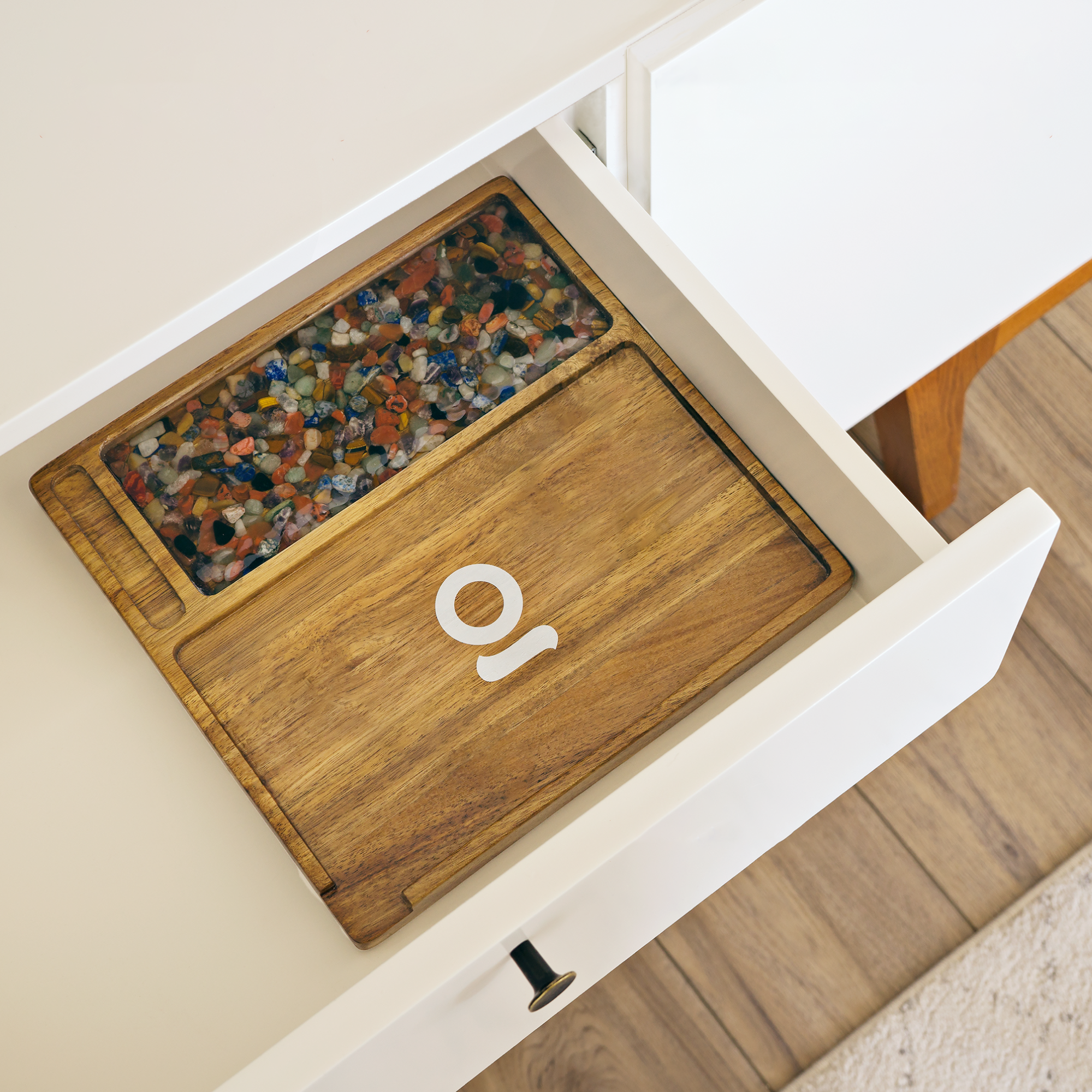 Ongrok Premium Natural Acacia Wood Tray | 9.5" x 9.5" - Discreet Smoker