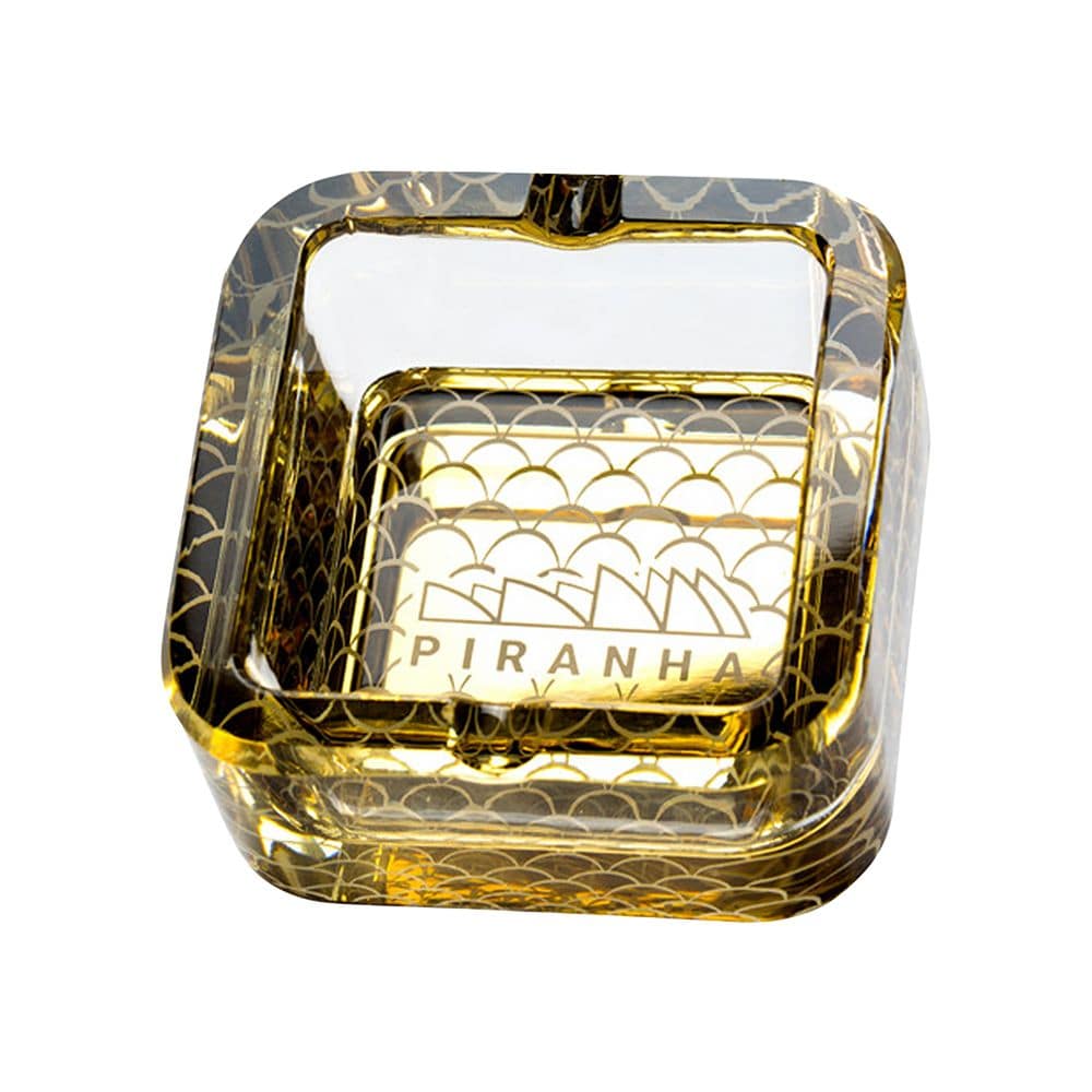 Piranha Scales Cube Glass Ashtray | 2.8" - Discreet Smoker