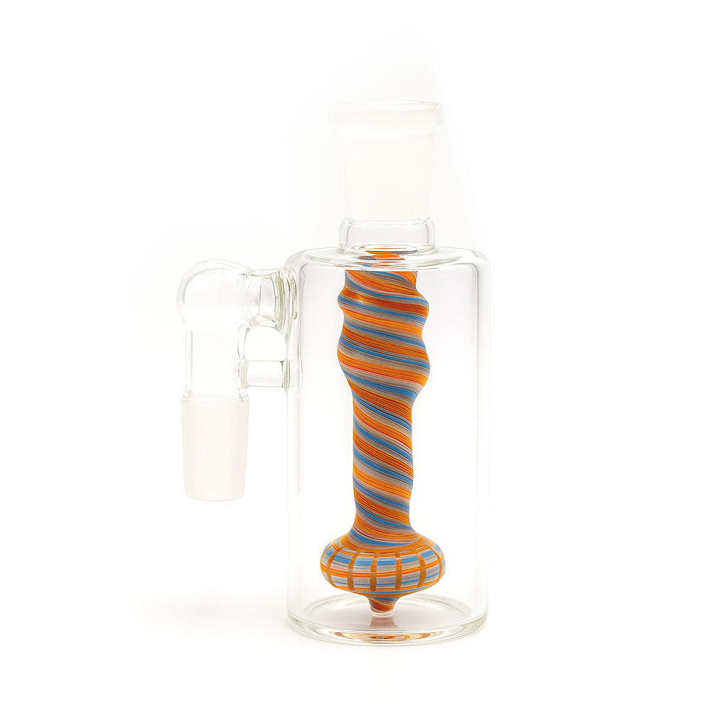 Colorful Swirl Handblown Glass Showerhead Perc Ash Catcher - Discreet Smoker
