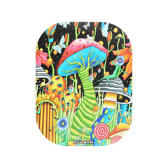 Pulsar Mini Metal Rolling Tray w/ Lid - Garden of Cosmic Delights / 7"x5.5" - Discreet Smoker