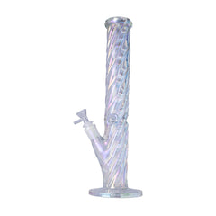Human Grade Twisted Iridescent Tube Glass Water Pipe - Discreet Smoker