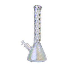 Human Grade Twisted Iridescent Beaker Water Pipe - Discreet Smoker