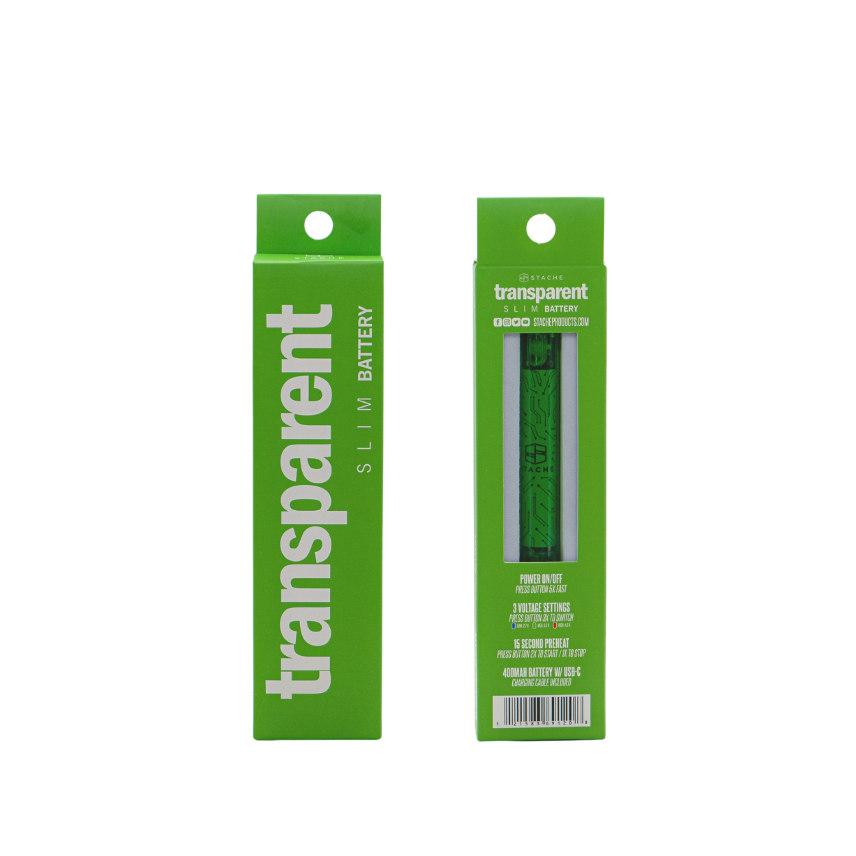 Transparent light up Vape battery by Stache - Discreet Smoker
