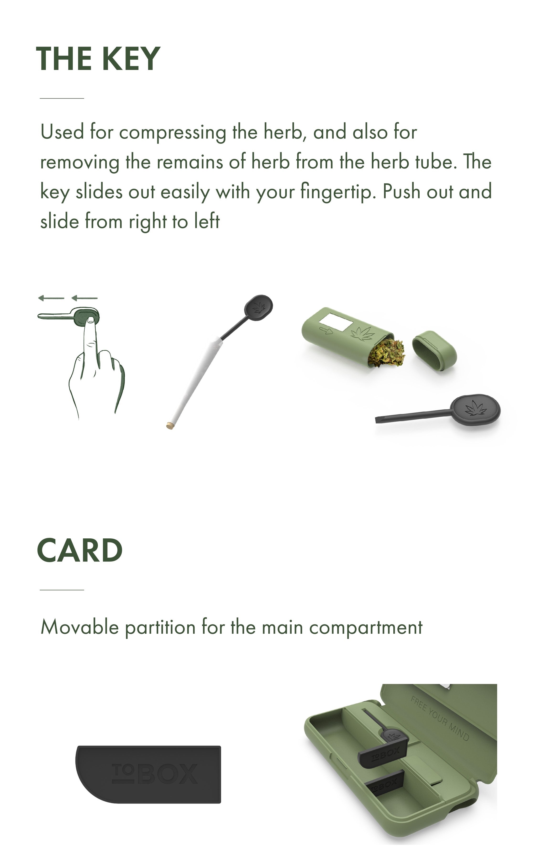 Tobox Green All-In-One Pocket Size Smell-Proof Stash Box Rolling Kit - Discreet Smoker