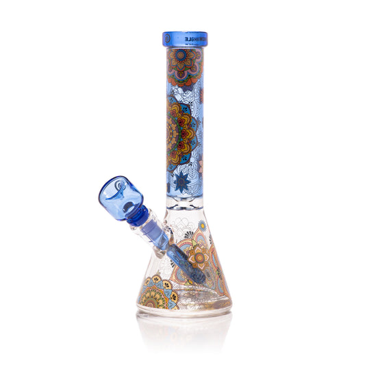 Mandala Myriad 10" Light Blue Mini Beaker Bong - Discreet Smoker