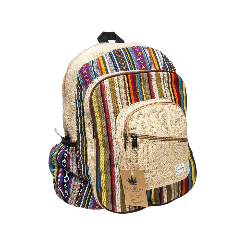 Large Smell Proof Bag with Hemp Boho Backpack - Odor Locking Bag